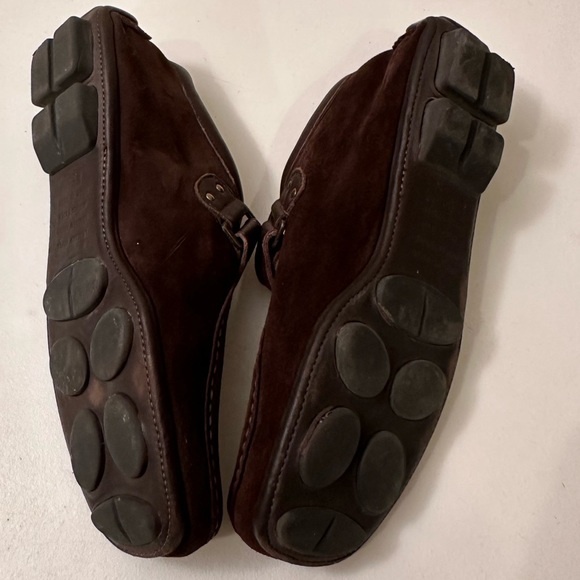 PATRICA GREEN brown suede loafers with velcro closing on strap. - Picture 4 of 4